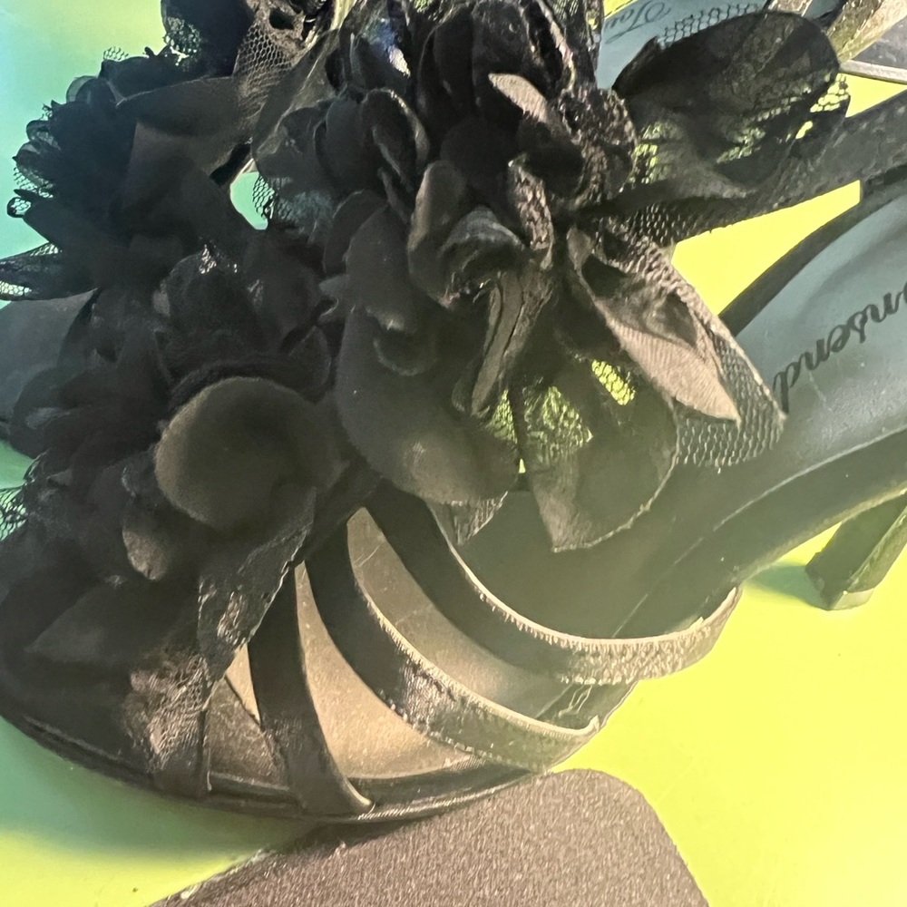 Lulu Townsend Black Floral Heels